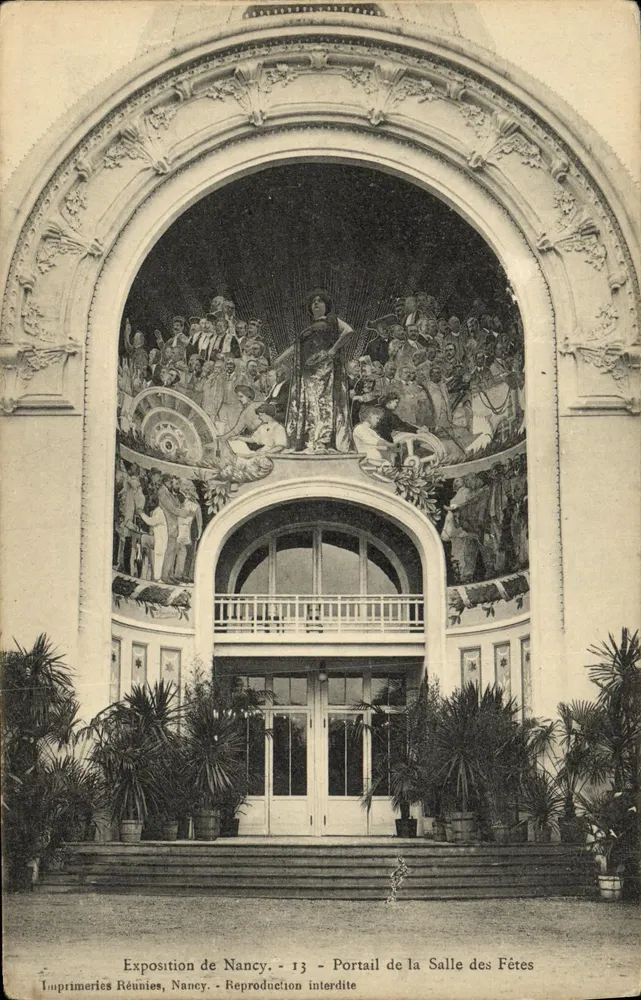 Ausstellung in Nancy - Portal der Halle der Feste — Imprimeries Réunies, Nancy, Nr. 13 - Vorderseite