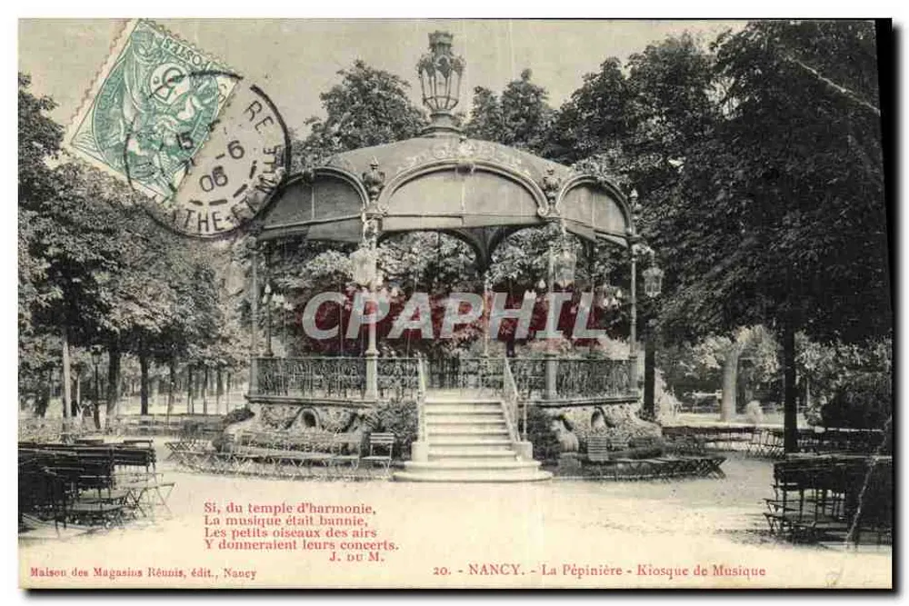 NANCY - La Pépinière - Kiosque de Musique — Maison des Magasins Réunis, édit., n°20 - Frente