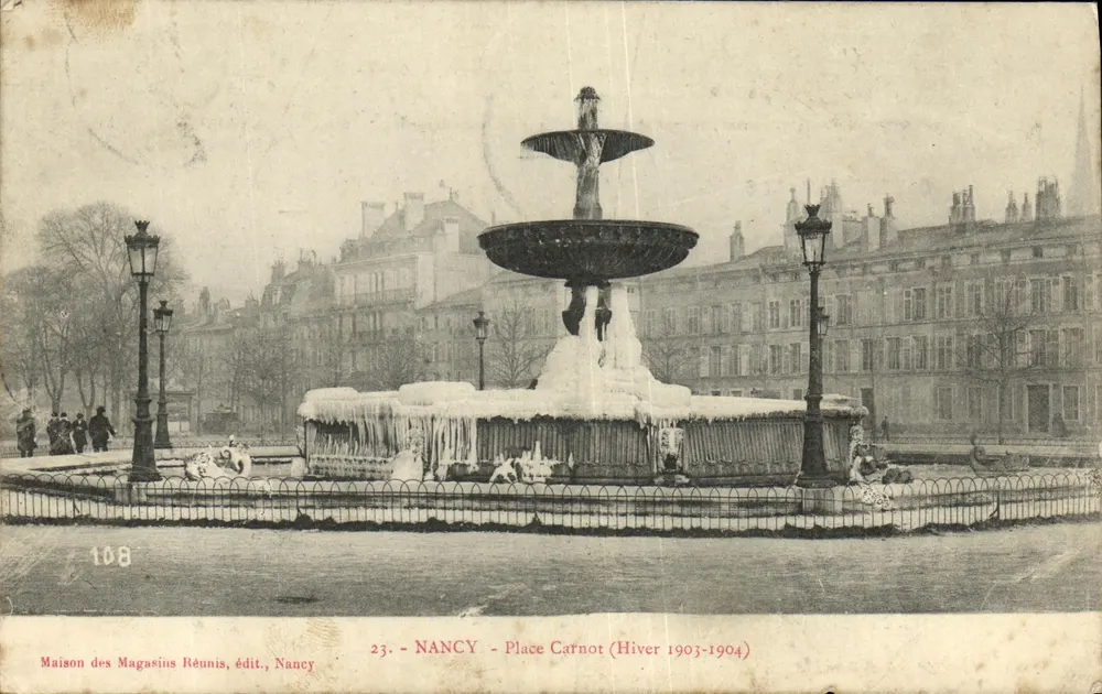 NANCY - Place Carnot (Invierno 1903-1904) — Maison des Magasins Réunis, editor, Nancy, n°23 - Anverso
