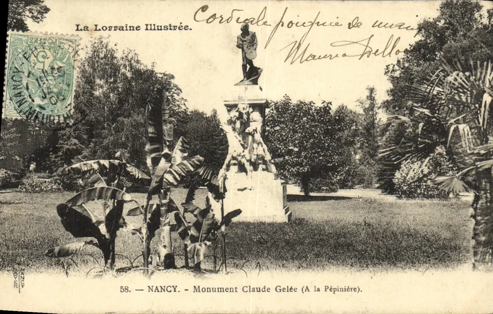 NANCY — Monumento a Claude Gelée (Na Pépinière) — La Lorraine Illustrée, n°58 - Frente