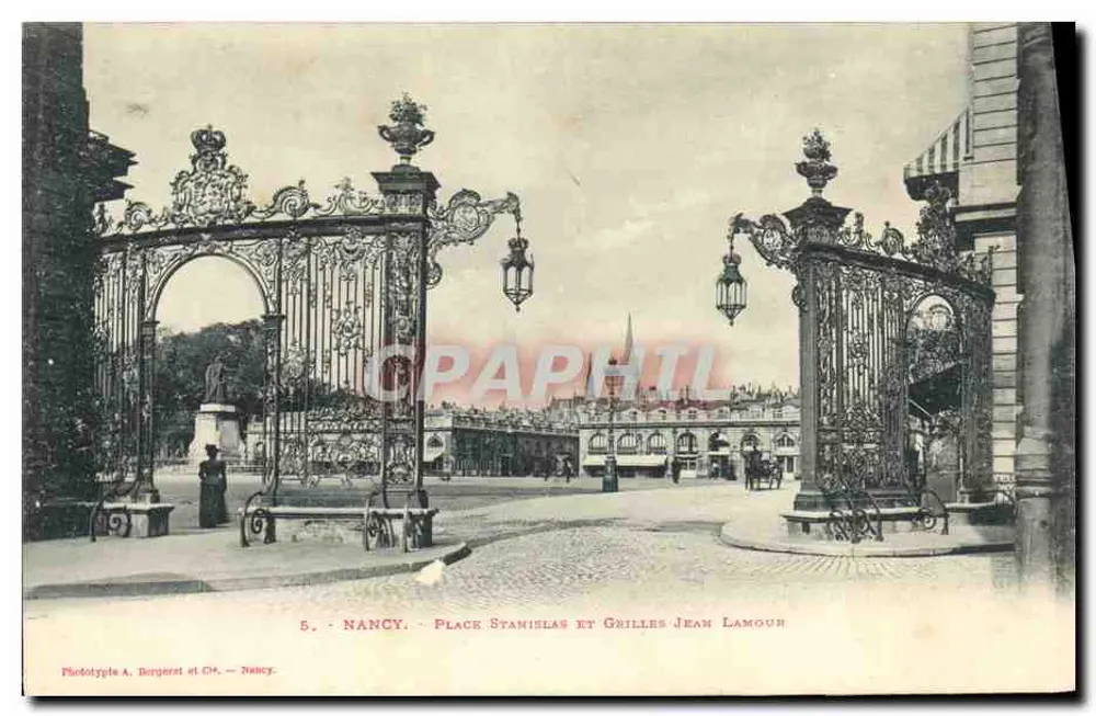 Nancy — Place Stanislas und Grilles Jean Lamour — Phototypie A. Bergeret et Cie, Nancy - Vorderseite
