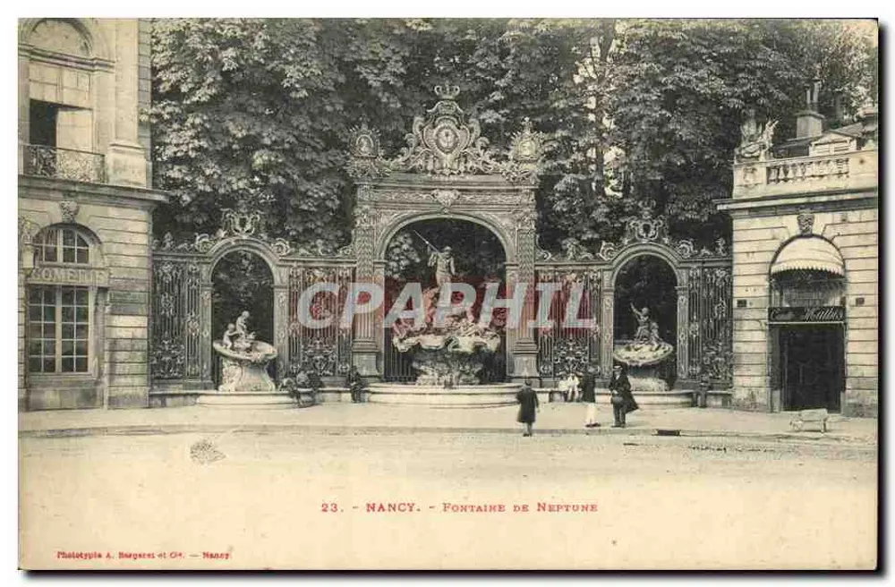 Nancy — Fonte de Netuno — Fototipia A. Burgeres et Cie, Nancy - Frente