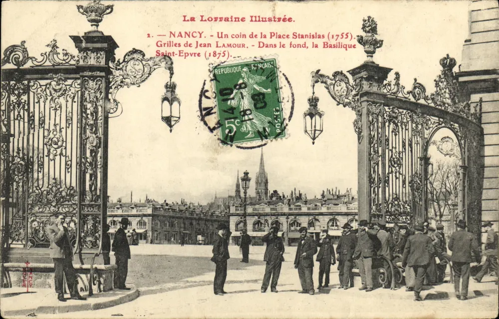NANCY — Ein Teil der Place Stanislas (1755) — Gitter von Jean Lamour (1875), Verlag La Lorraine Illustrée - Vorderseite