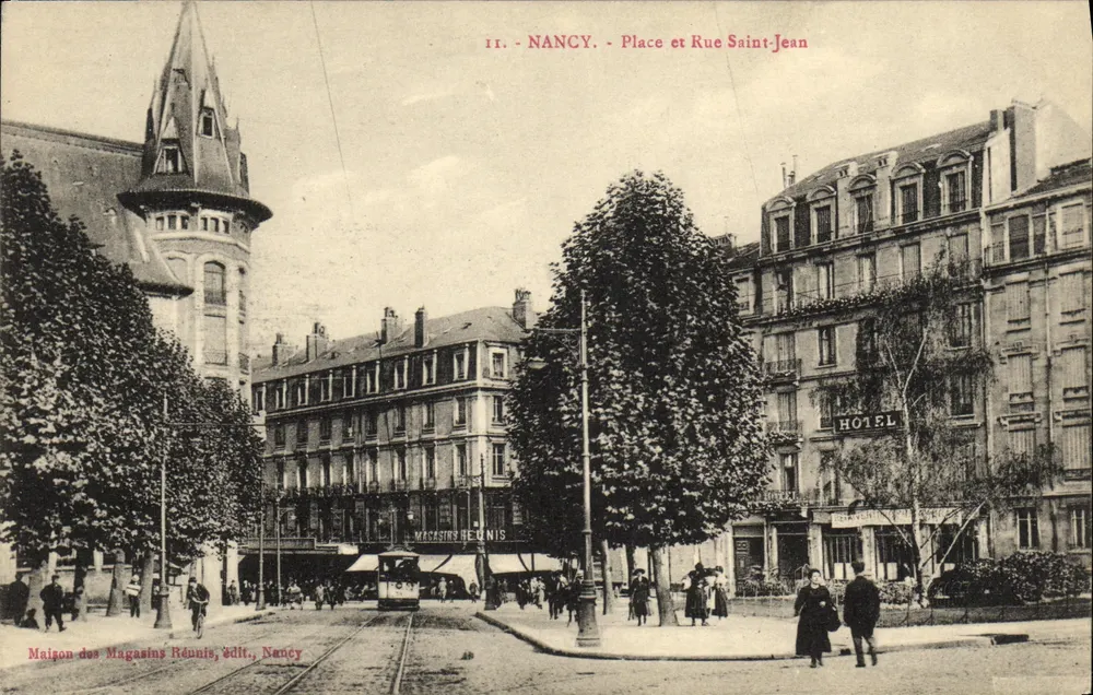 Nancy - Praça e Rua Saint-Jean — Maison des Magasins Réunis, edição Nancy - Frente
