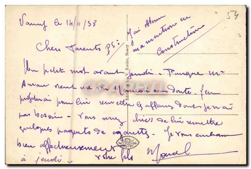 NANCY - O Grande Teatro — editor A. Y. Rieder, n° 53 - Verso