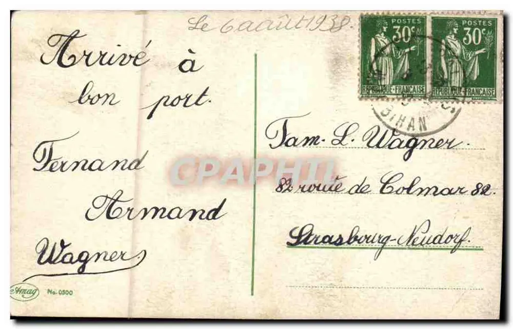 Pêcheur solitaire — scène de bord de mer avec maison et vague — éditeur Imago, n° 0500 - Verso