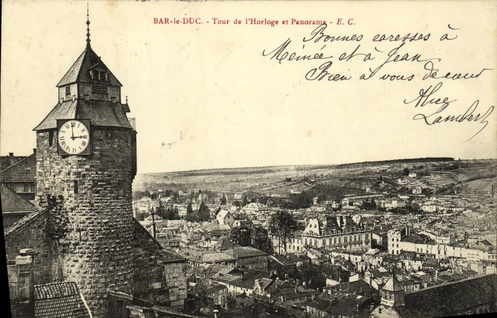 Bar-le-Duc - Turm der Uhr und Panorama - E.C. - Vorderseite