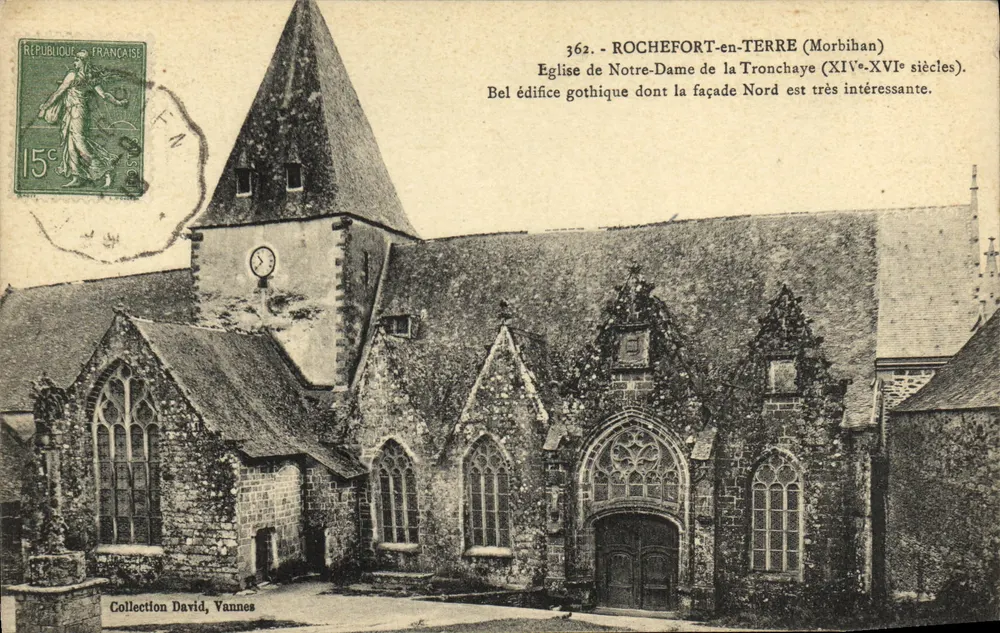 Rochefort-en-Terre (Morbihan) — Kirche Notre-Dame de la Tronchaye (14. bis 16. Jahrhundert) — Sammlung David, Vannes - Vorderseite