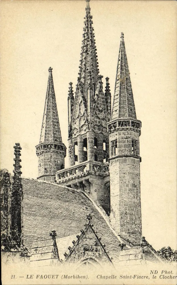 Le Faouët (Morbihan) — Kapelle Saint-Fiacre, der Glockenturm — ND Phot. - Vorderseite