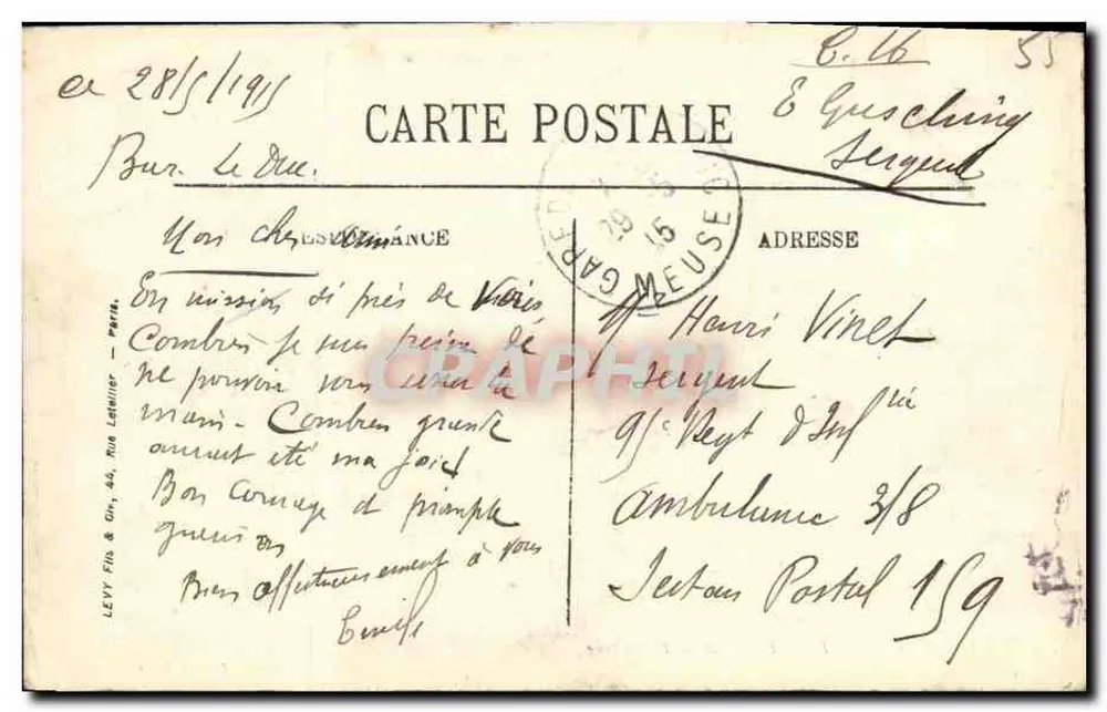 Bar-le-Duc — Place Reggio und das Präfekturgebäude — Édition Colas, n°100 - Rückseite