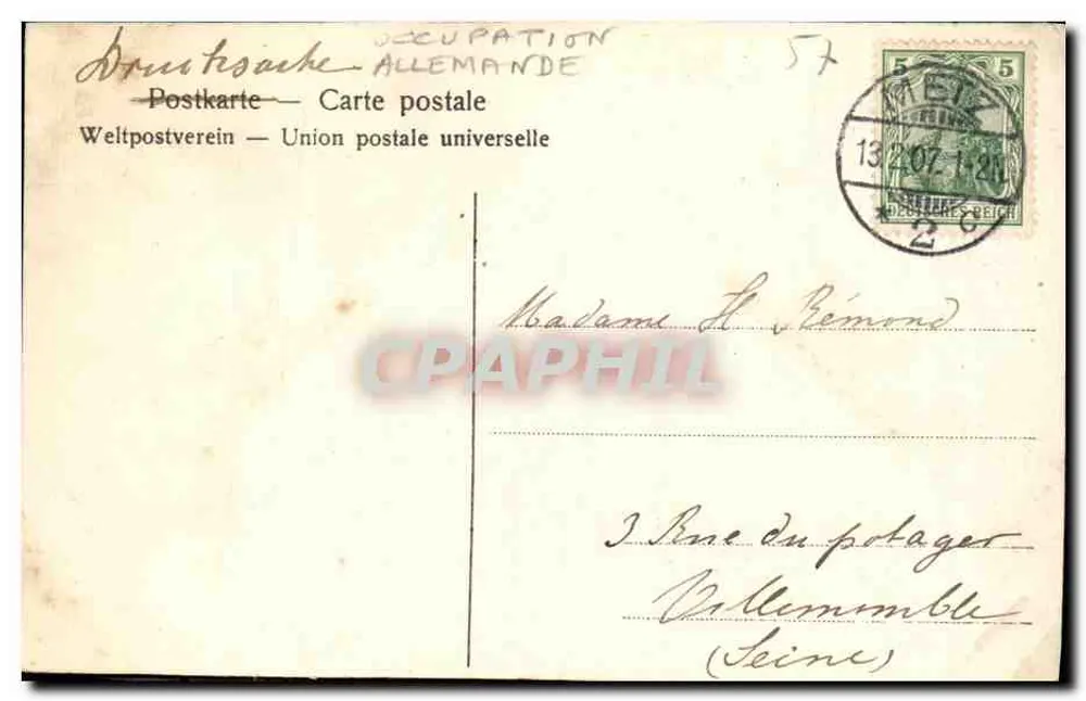 Metz — Neues Generalkommando — editor desconhecido, número de série não visível - Verso
