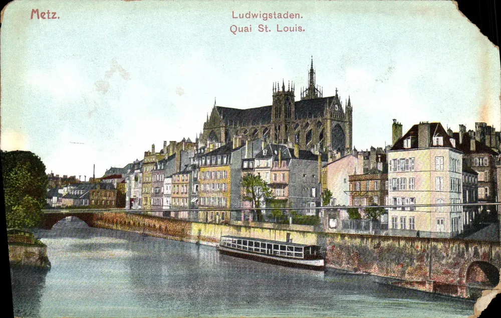 Metz — Quai Saint-Louis avec la cathédrale — éditeur anonyme - Frente