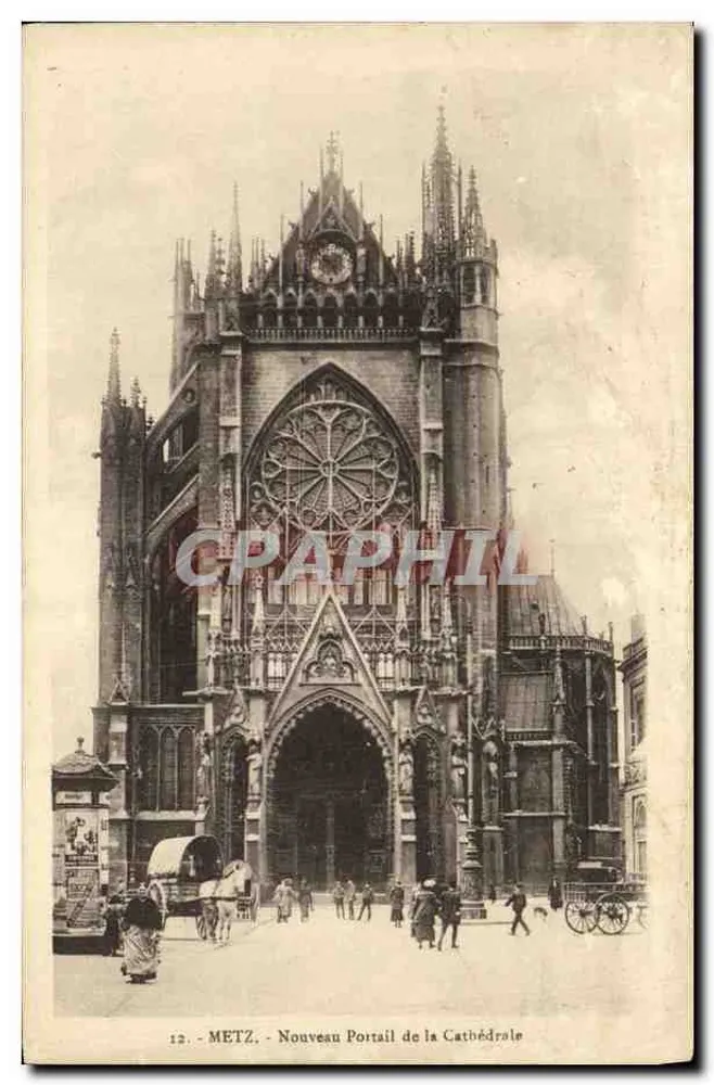 Metz - Ansicht des neuen gotischen Portals der Metz-Kathedrale — Verlag MARCOUR, Nr. 57 - Vorderseite