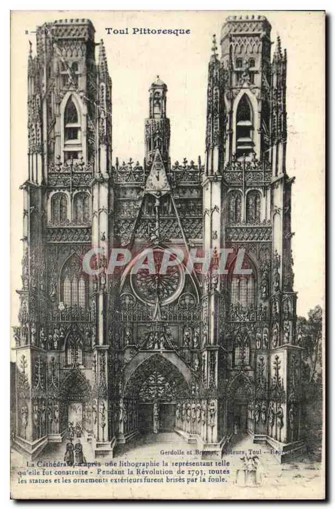 Catedral de Toul — Vista pitoresca — Gerdolle e Brunnet, Toul - Frente