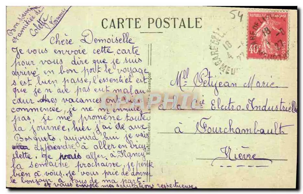 Lunéville — Les Bosquets — O Jato d'Água — C.L.S. n°22891 - Verso