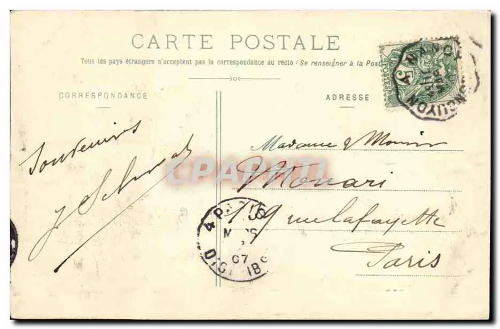 Pont-a-Mousson - Hotel de Ville — editor Pellé-Manjou, série 71 - Verso