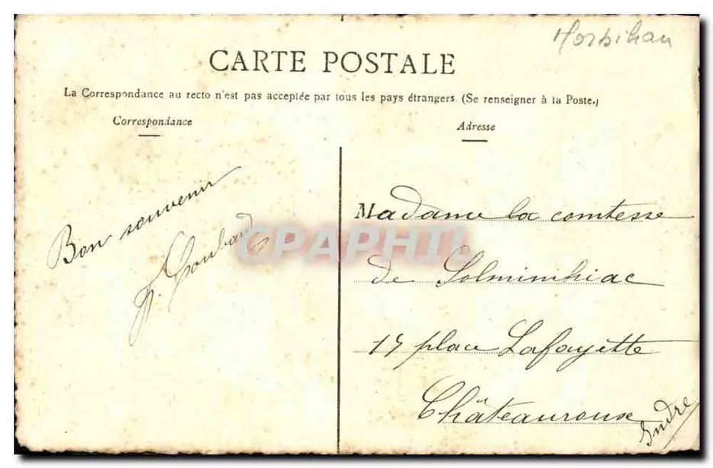 Castelo de Pont-Callec — Arredores de Plouay — Collect. Villard, Quimper, n°20 - Verso