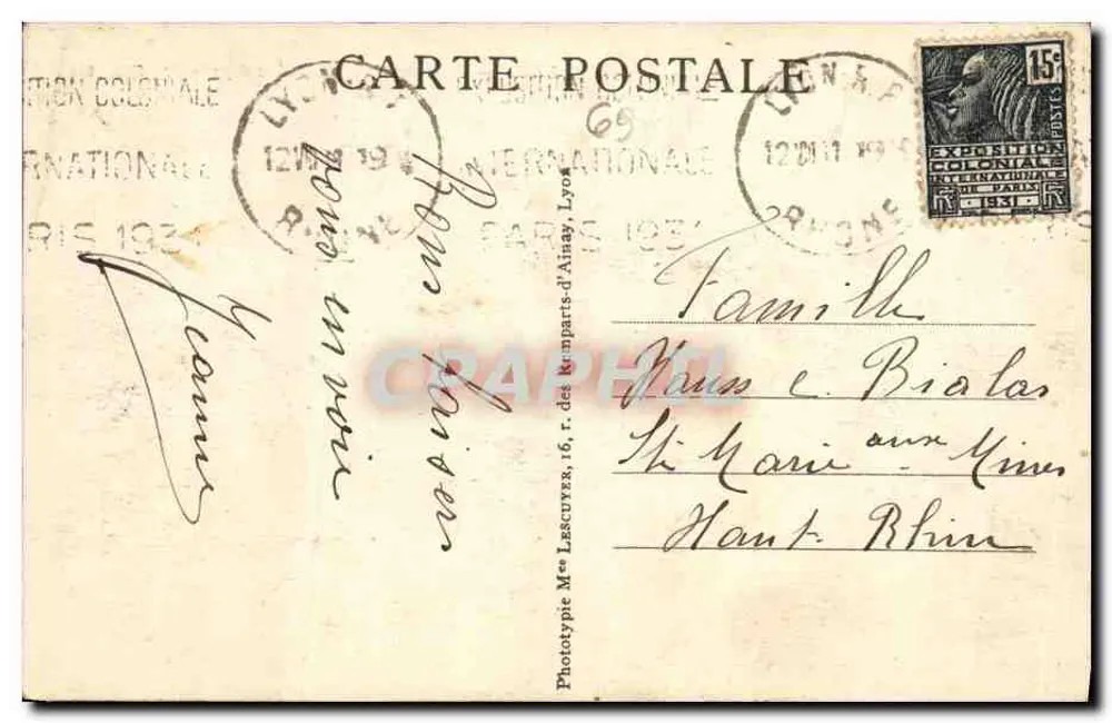 LYON — Brücke der Universität und Fassaden der Fakultäten — Postphototypie, n°69 - Rückseite