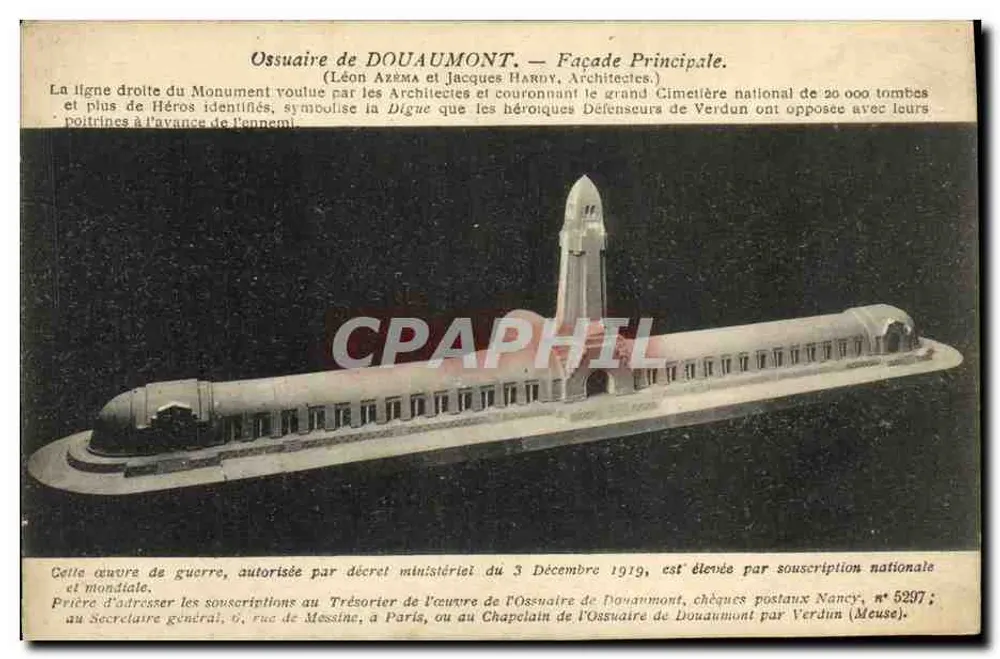 Ossuar von Douaumont — Hauptfassade — Léon Azéma und Jacques Hardy, Architekten - Vorderseite