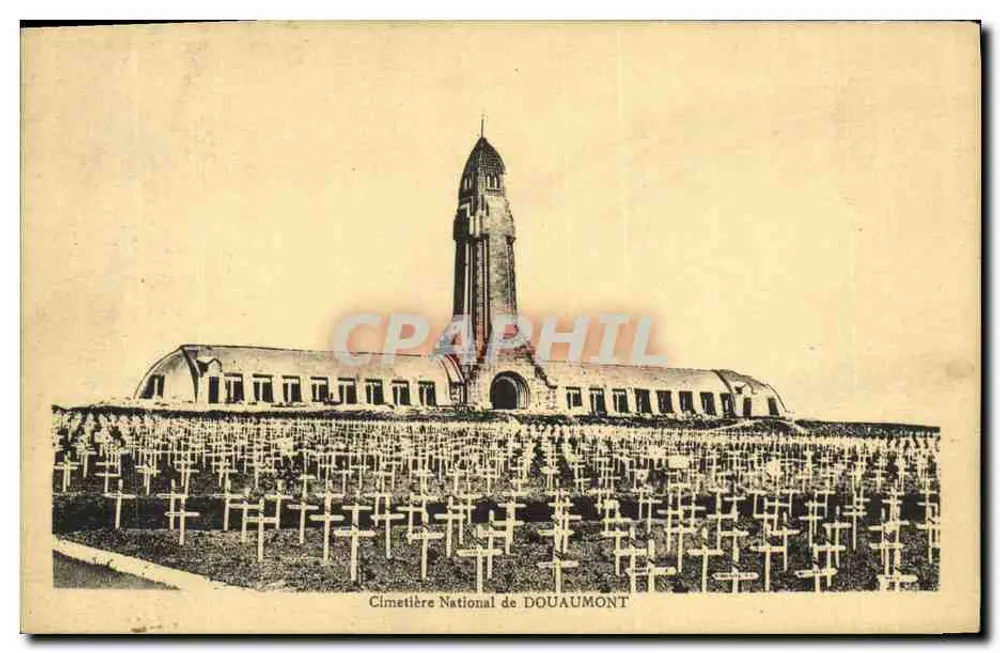 Nationalfriedhof Douaumont — Ansicht des Denkmals und Kreuze — Edition Verdun - Vorderseite