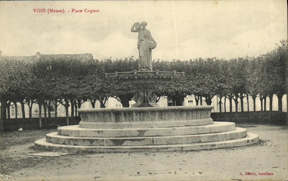 VOID (Meuse) - Praça Cugnot — Fonte com estátua — A. Dötrey, buralista - Frente