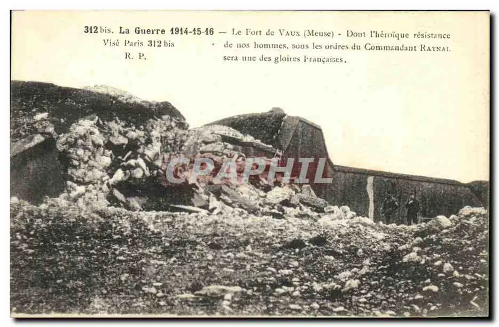 O Forte de Vaux (Meuse) — Devastação após a batalha — Visé Paris 312 bis - Frente