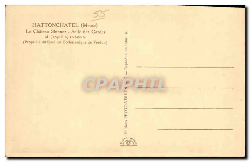Hattonchâtel (Meuse) — Schloss Skinner, Wachraum — Editions Photo-Verdun - Rückseite
