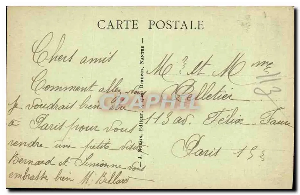 JosSELIN (Morbihan) — O castelo sob a luz da lua — J. Nodais, Nantes, n°10 - Verso