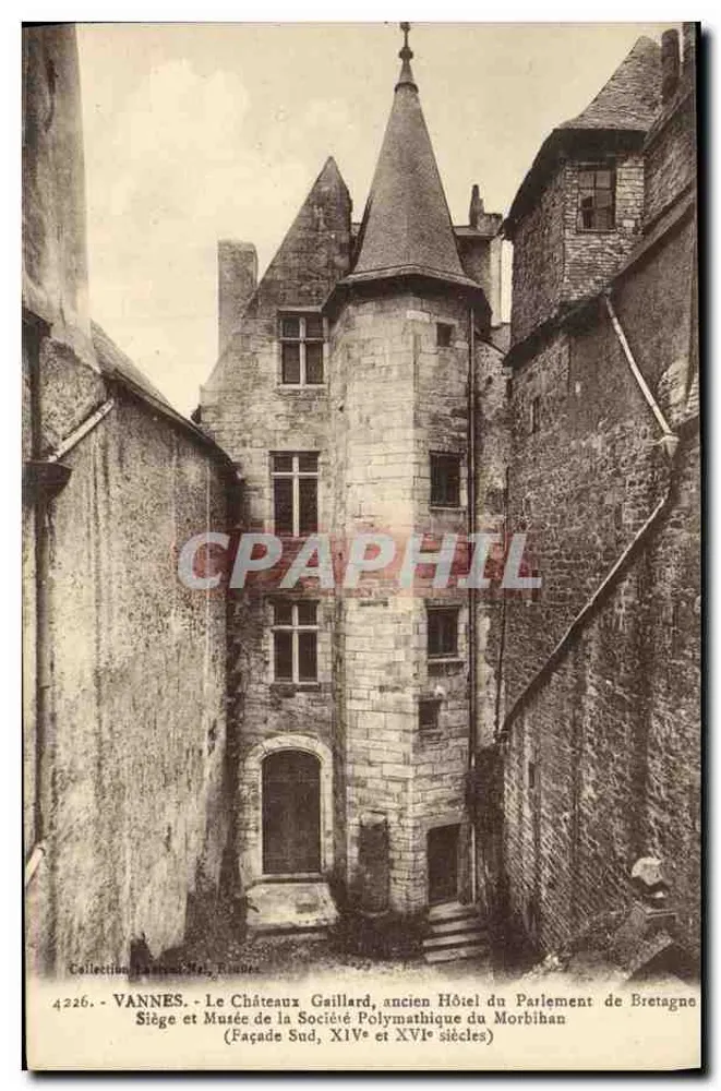 VANNES - Das Château Gaillard, ehemaliges Hotel des Parlements von Bretagne - Südseite, 14. und 16. Jahrhundert - Vorderseite