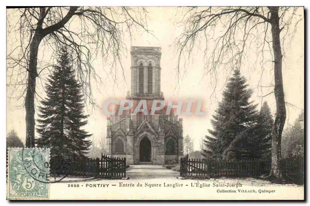 Pontivy — Eingang zum Square Langlier — Die Kirche Saint-Joseph — Sammlung Villard, Quimper - Vorderseite