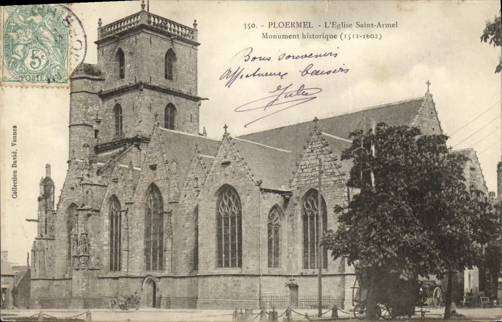 PLOERMEL - Die Kirche Saint-Armel — Historisches Monument (1511-1602) — Sammlung David, Vannes - Vorderseite