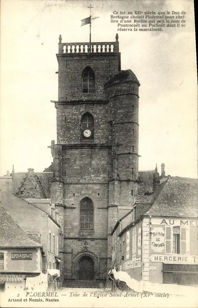 Ploërmel — Ansicht der Kirchturme Saint-Armel (15. Jahrhundert) — Artaud et Nozais, Nantes - Vorderseite