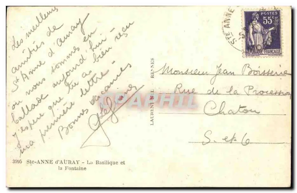 Ste-Anne d'Auray — Die Basilika und die Fontäne — Laurent Nel, n°3995 - Rückseite