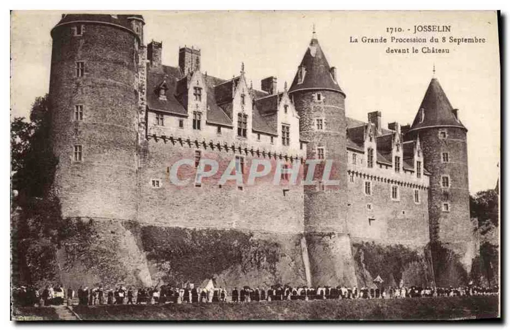 Josselin — A Grande Processão do 8 de Setembro diante do Castelo — editor Laurent-Népomucène - Frente