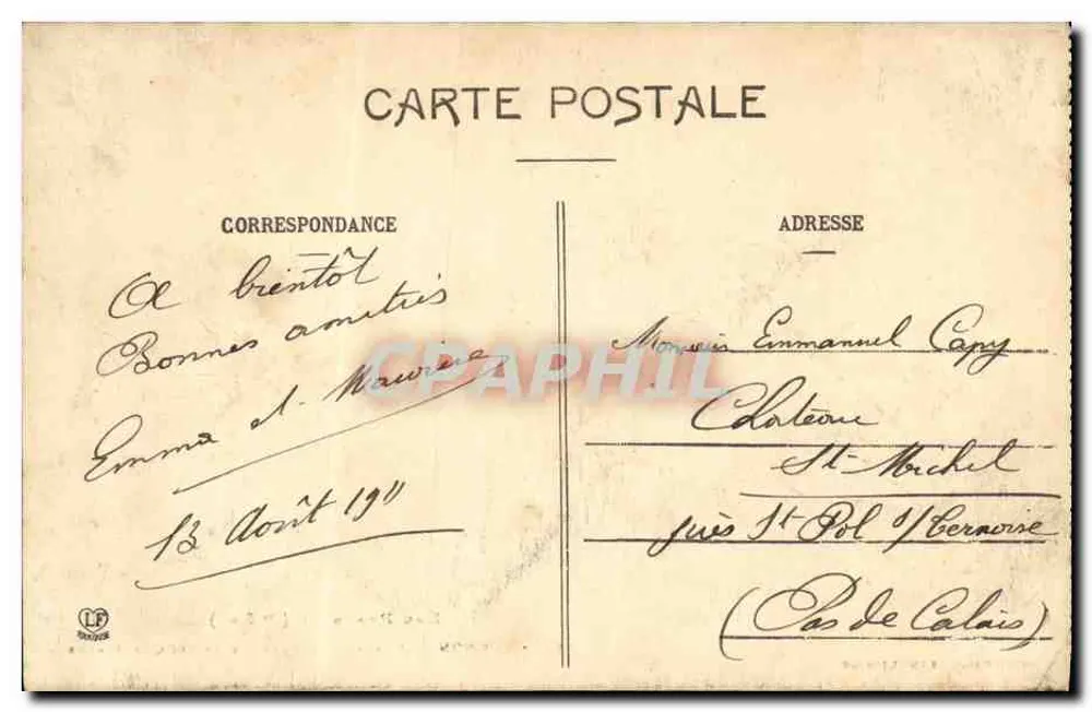 Luchon — Diante dos Termas e dos Quinconces — Fototipia Labouché Frères, Toulouse (1ª Série) - Verso