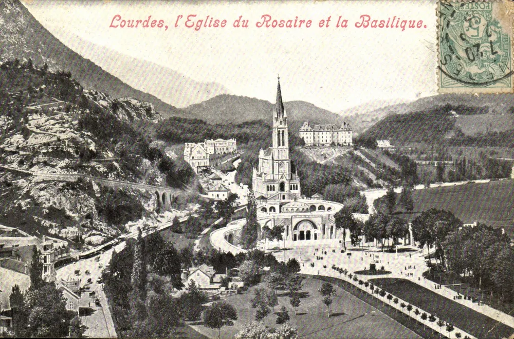 Lourdes, die Kirche des Rosenkranzes und die Basilika — Ausgabe der Nièvre Géographique, Lourdes (H) - Vorderseite