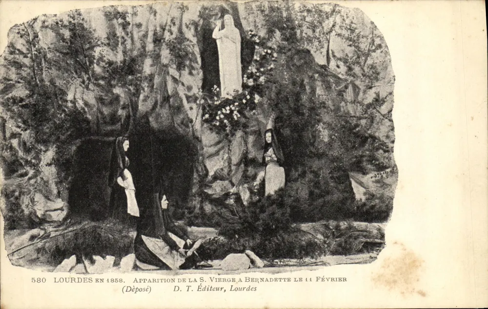 Lourdes im Jahr 1858 — Erscheinung der Jungfrau Maria bei Bernadette am 11. Februar — D. T. Verlag, Lourdes - Vorderseite