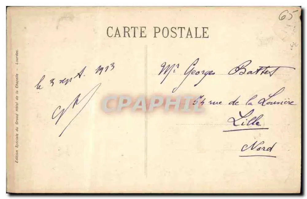 Lourdes — Vista geral e Pic du Jer — Platinogravure LL. Paris - Verso