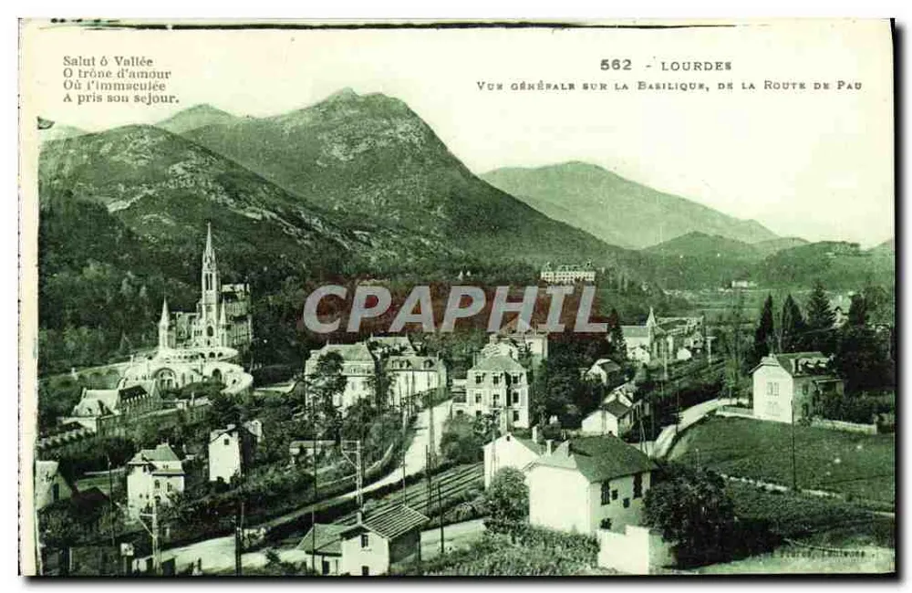 Allgemeiner Blick auf die Basilika von Lourdes von der Straße von Pau — 582 — Verlag: Lourdes - Vorderseite