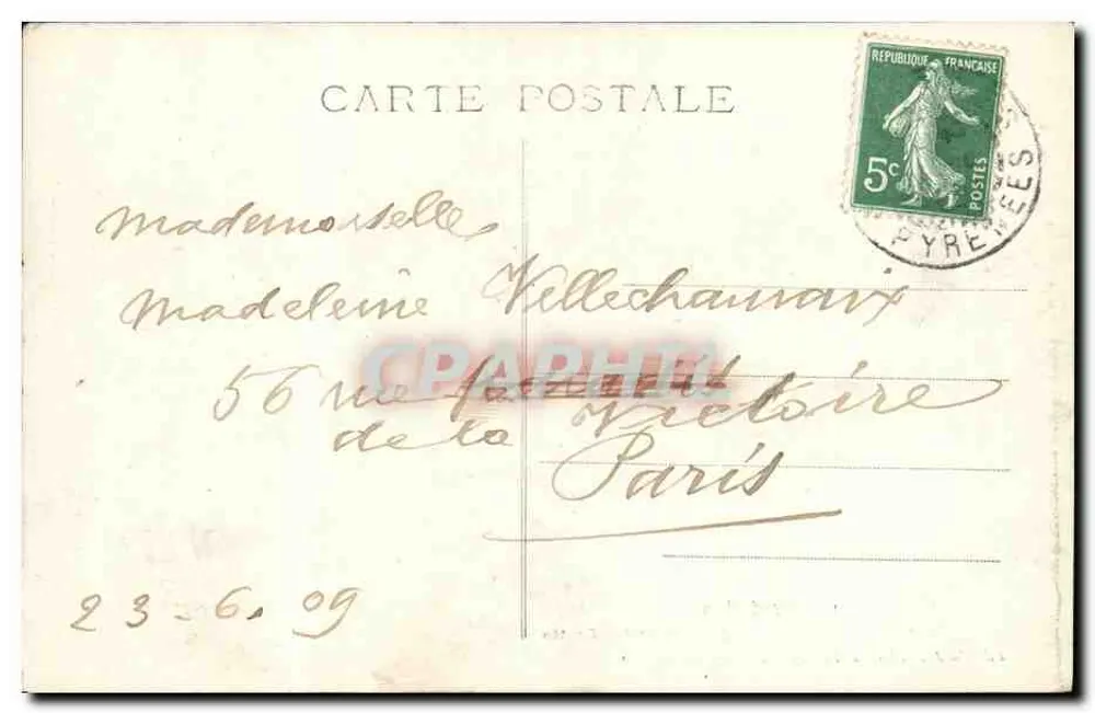 Lourdes — La Santa Eucaristía en la Gruta — Edición J. Soubirous, Hotel de la Chapelle, Lourdes - Reverso