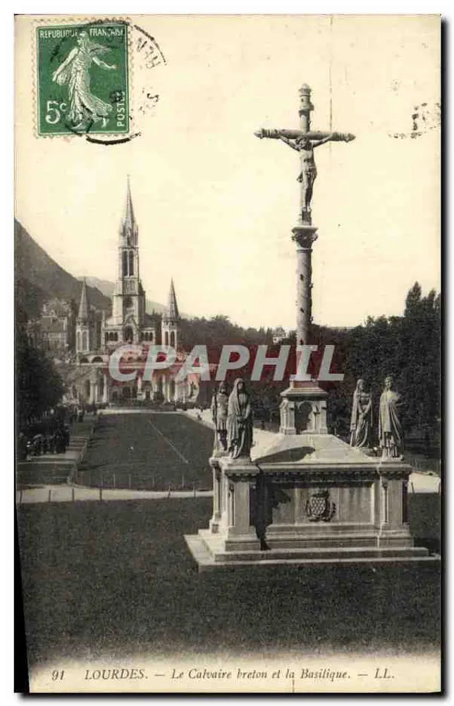 Lourdes — Der bretonische Calvary und die Basilika — LL. - Vorderseite