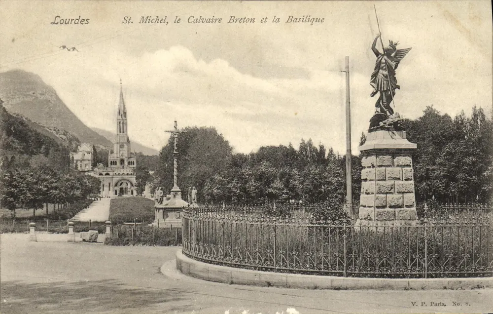 Lourdes — St. Michel, der Bretonische Calvarienberg und die Basilika — V. P. Paris, Nr. 8 - Vorderseite