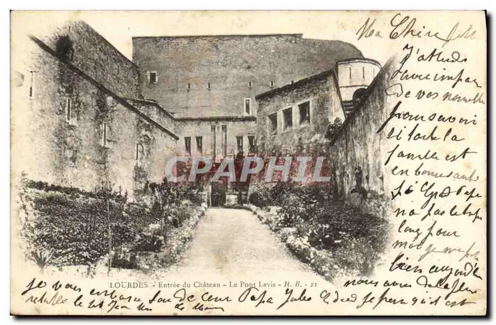 Lourdes - Entrada do Castelo - O Ponte Levis - H.B. - 21 - Frente