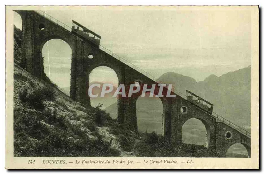 Lourdes — Der Seilbahnweg des Pic du Jer — Der Große Viadukt — LL. — Nr. 141 - Vorderseite