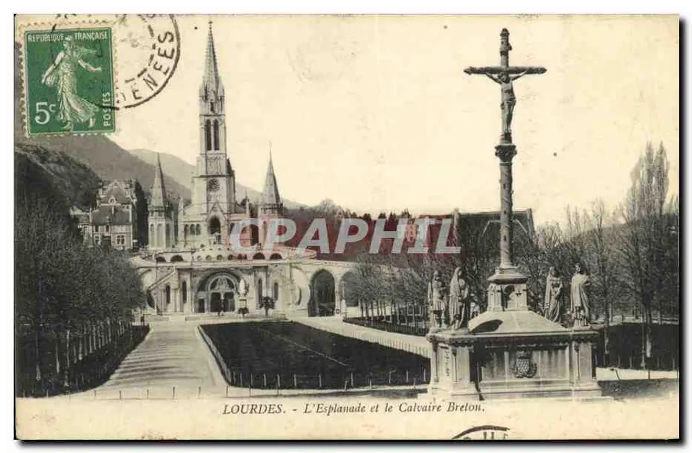 Lourdes - Die Esplanade und der Bretonische Calvary — Edition F. Viron - Vorderseite