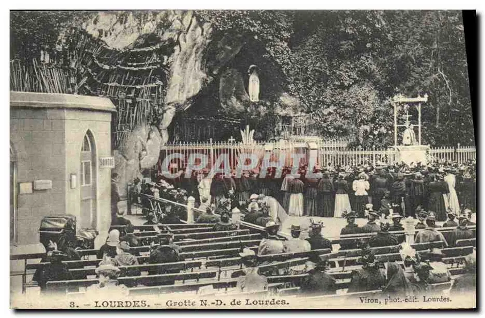 Lourdes — Gruta da Nossa Senhora de Lourdes — Viron, fot.-edit. Lourdes - Frente