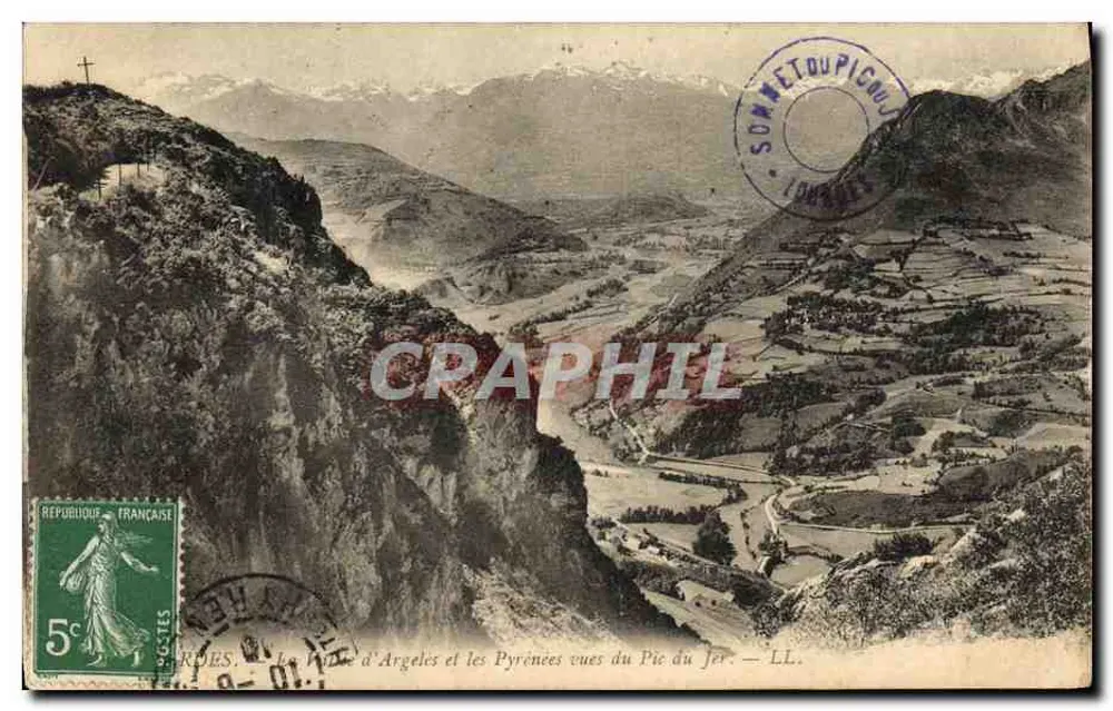 Ausblick auf Argeles und die Pyrénées vom Pic du Jer — LL. - Vorderseite