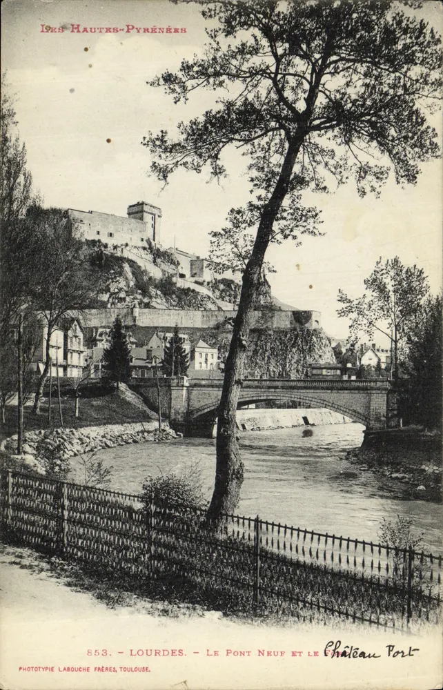Lourdes — Der Neue Brücke und der Festungsschloss — Phototypie Labouche Frères, Toulouse, Nr. 853 - Vorderseite
