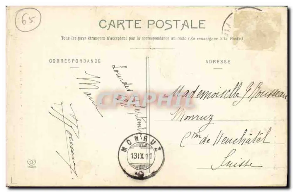 Lourdes — Der Neue Brücke und der Festungsschloss — Phototypie Labouche Frères, Toulouse, Nr. 853 - Rückseite