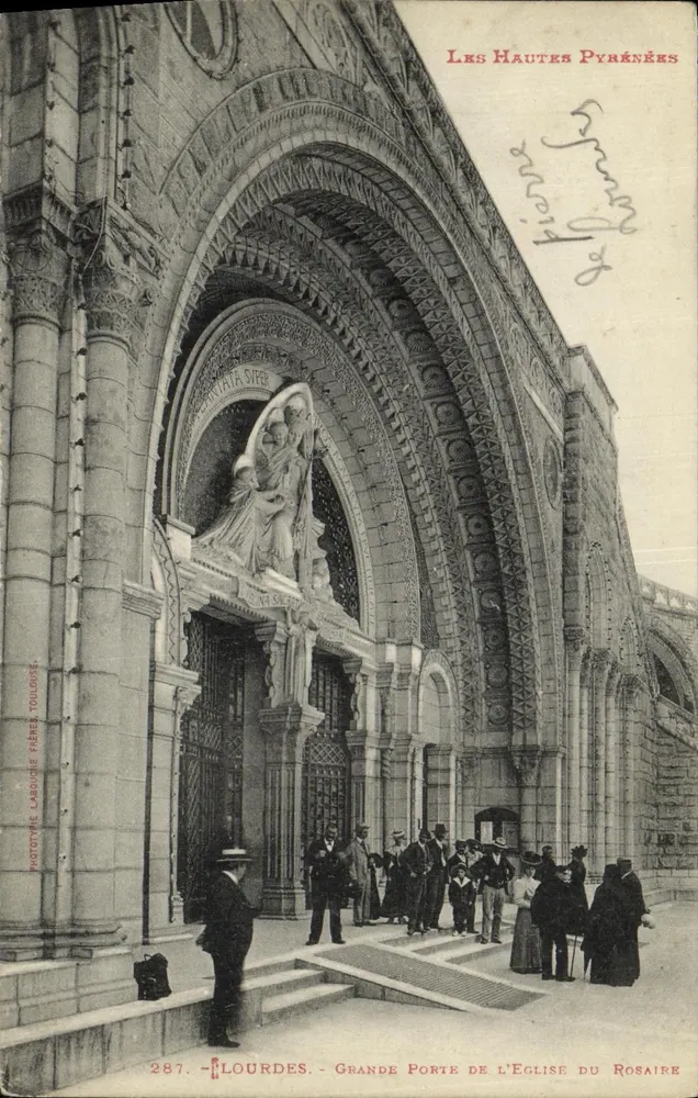 Lourdes — Große Tür der Kirche des Rosenkranzes — Phototypie Labouche Frères Toulouse, Nr. 287 - Vorderseite
